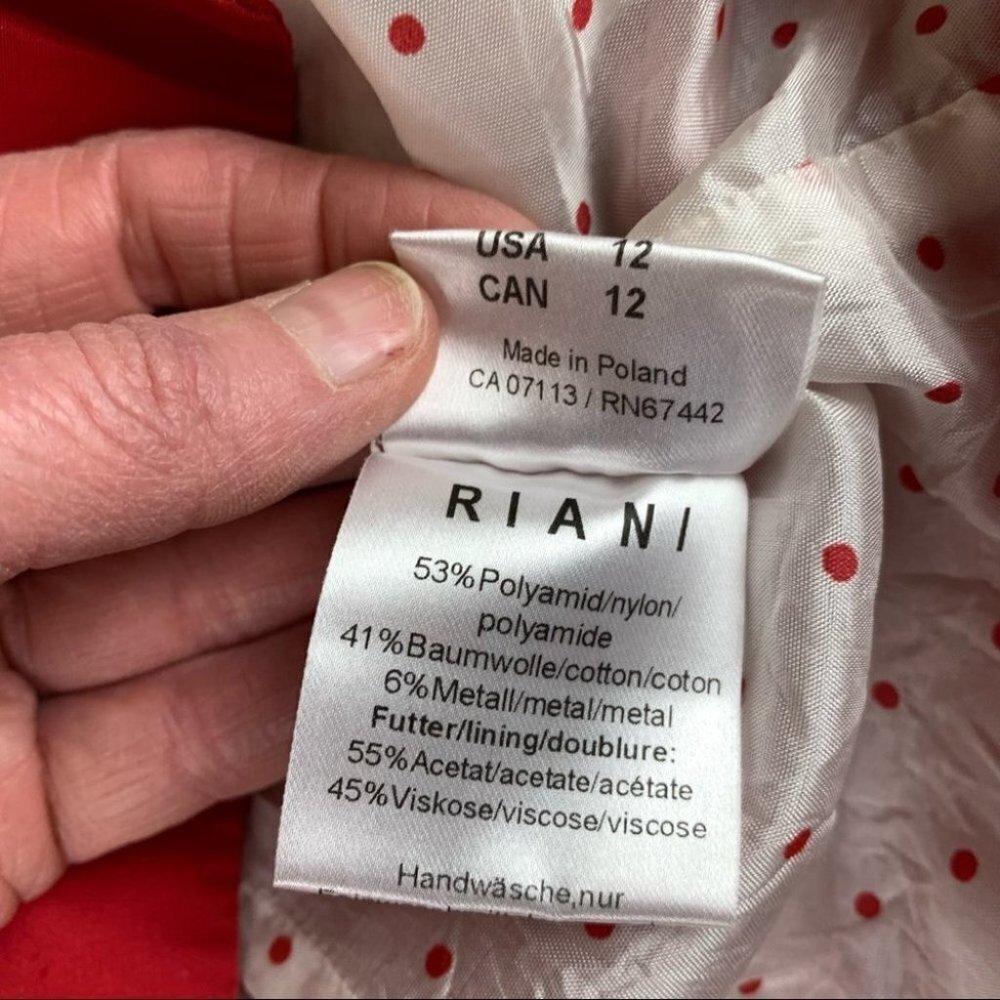 Riani Red Spring Coat with Ruffled Collar - Picture 11 of 14